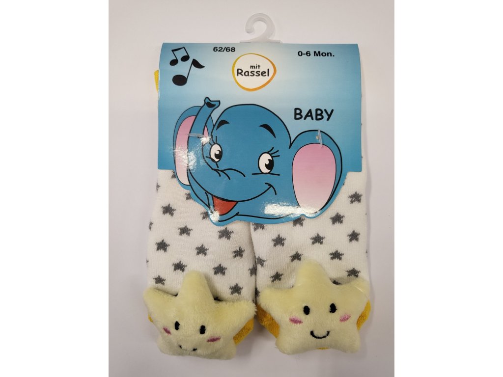 Kojenecké ABS ponožky s chrastítkem vzor hvězda (Varianta produktu 0-6/62-68)