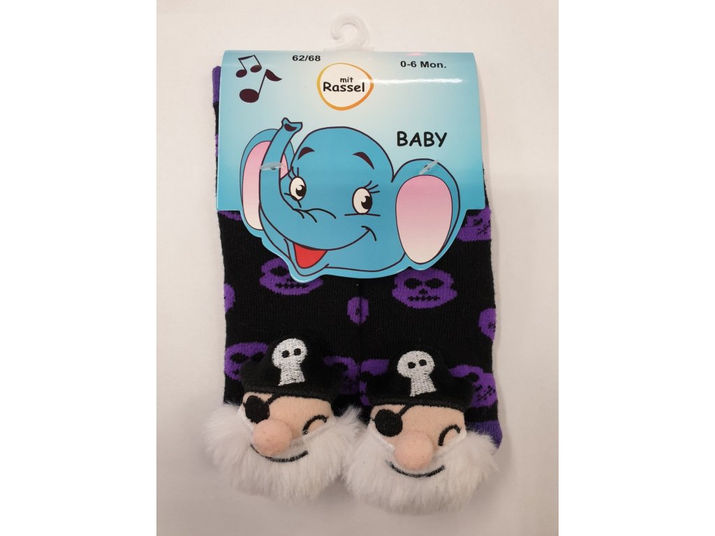 Kojenecké ABS ponožky s chrastítkem vzor pirát (Varianta produktu 6-12/74-80)