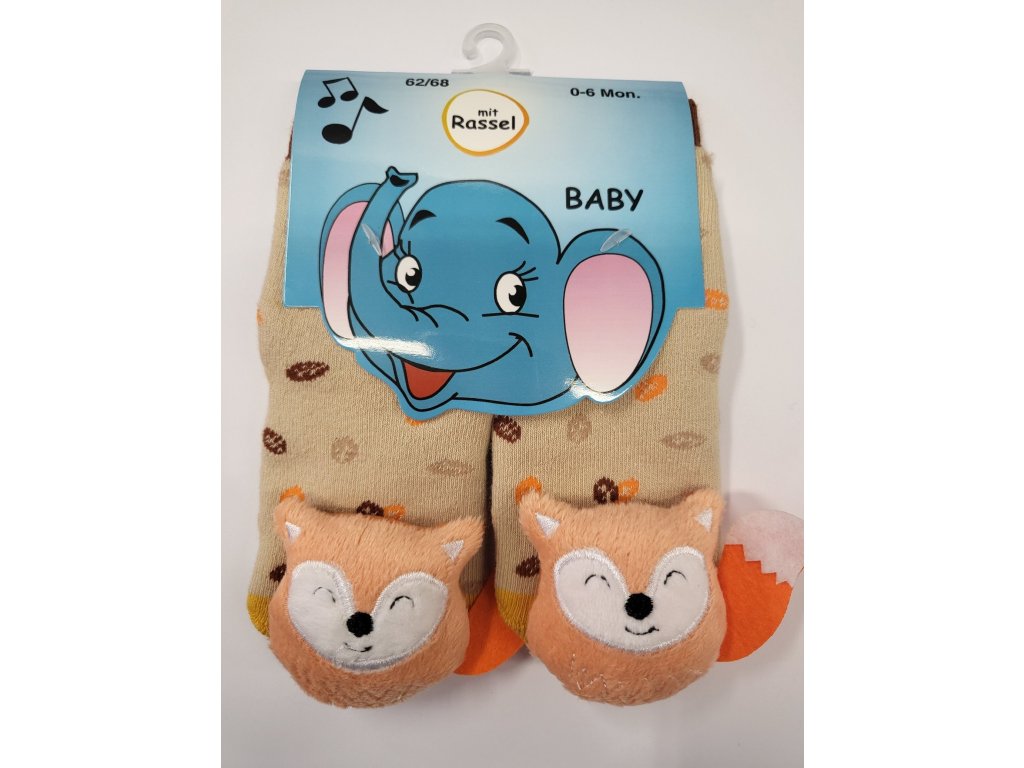 Kojenecké ABS ponožky s chrastítkem vzor sovička (Varianta produktu 6-12/74-80)