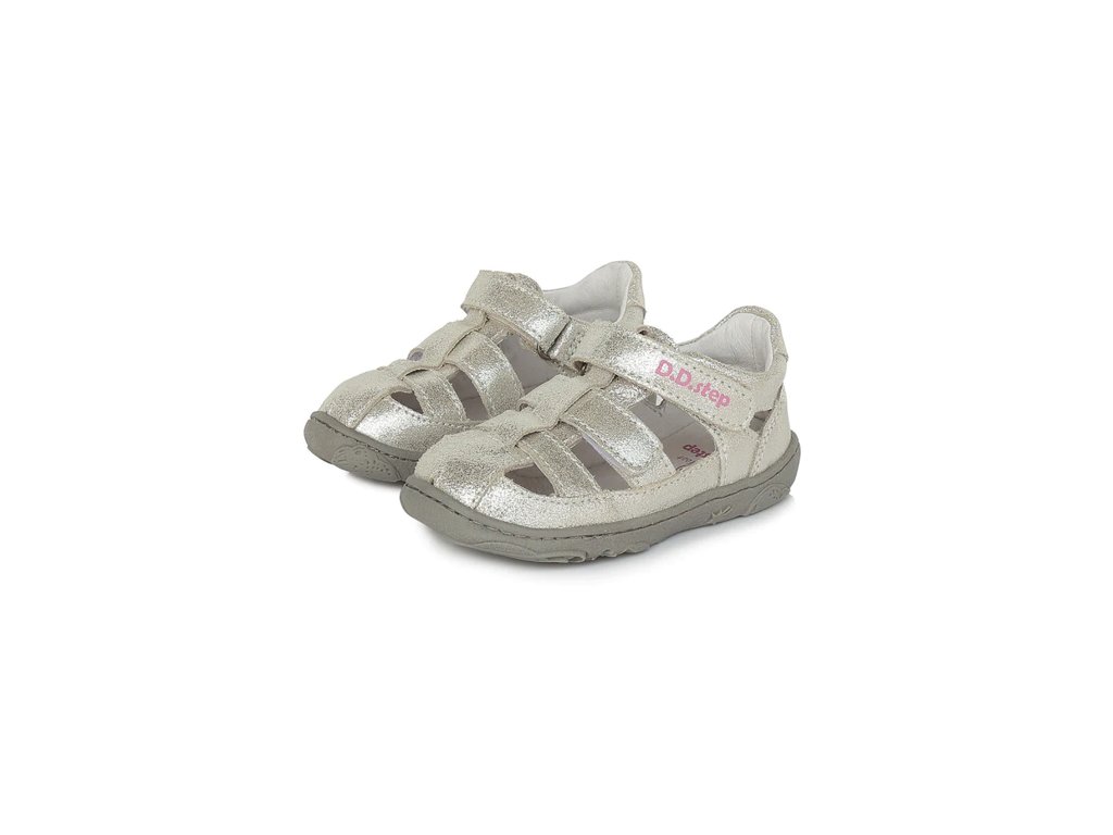 Kožené Barefoot sandálky D.D.step G077-360A Silver (Varianta produktu 20)