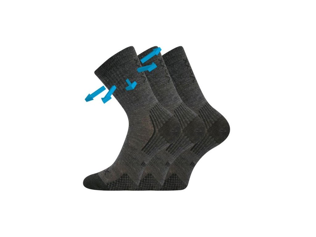 Ponožky VoXX Optimalik merino 3 páry tm.šedé (Varianta produktu 20-24 (14-16))