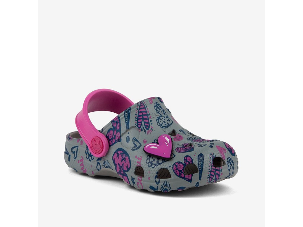 Sandálky Coqui Little Frog Mid. grey/Fuchsia love + amulet (Varianta produktu 20/21)