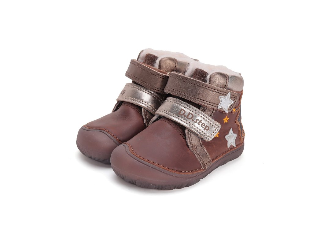 Zimní kožené barefoot boty D.D.step W073-42766A Chocolate (Varianta produktu 22)