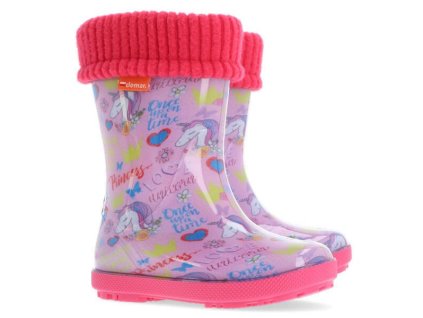 Demar HAWAI LUX PRINT AL jednorožec dětské zateplené holínky (Varianta produktu 20/21)