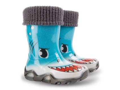 Demar STORMER LUX PRINT AR žralok dětské zatepelné holínky (Varianta produktu 22/23)