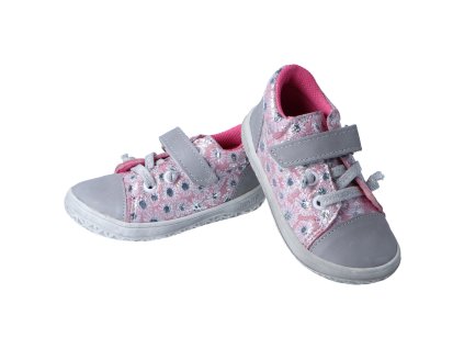 Jonap barefoot boty B12MV exclusive šedorůžová kytička (Varianta produktu 23)