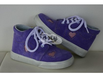 Jonap kožené boty 022 S fialová srdce (Varianta produktu 22)