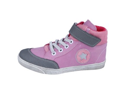 Jonap kožené boty 028 MV velcro růžová hvězda (Varianta produktu 36)