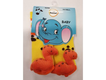 Kojenecké ABS ponožky s chrastítkem vzor dino (Varianta produktu 6-12/74-80)