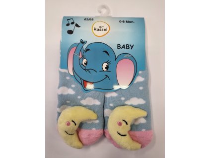 Kojenecké ABS ponožky s chrastítkem vzor měsíc (Varianta produktu 6-12/74-80)