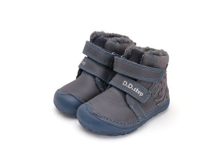 Zimní kožené barefoot boty D.D.step W073-42488 Royal Blue (Varianta produktu 22)