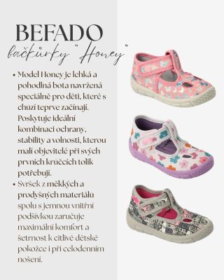 Dětské botičky Honey – Stabilita a pohodlí pro první krůčky 👣 Hlavní přednosti modelu Honey Zpevněná pata: Poskytuje...