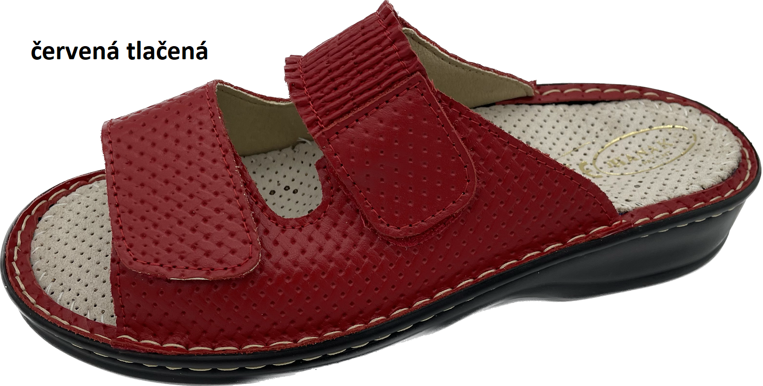 Boty Hanák vzor 304 - černá podešev Barva usně: červená tlačená, Velikosti obuvi: 38