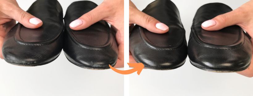 Odřené špičky kožených bot a jejich oprava krémem