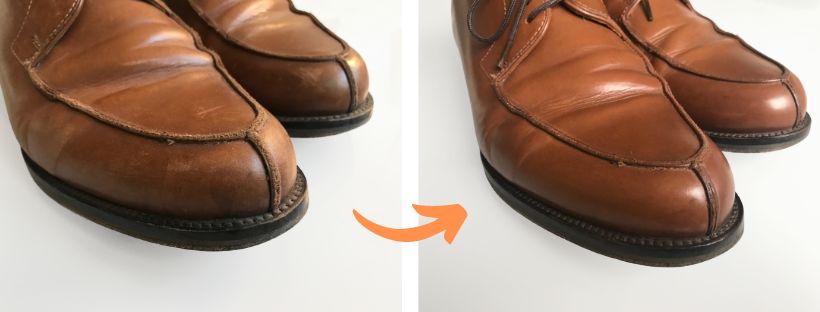 Renovácia odretých špičiek kožených topánok