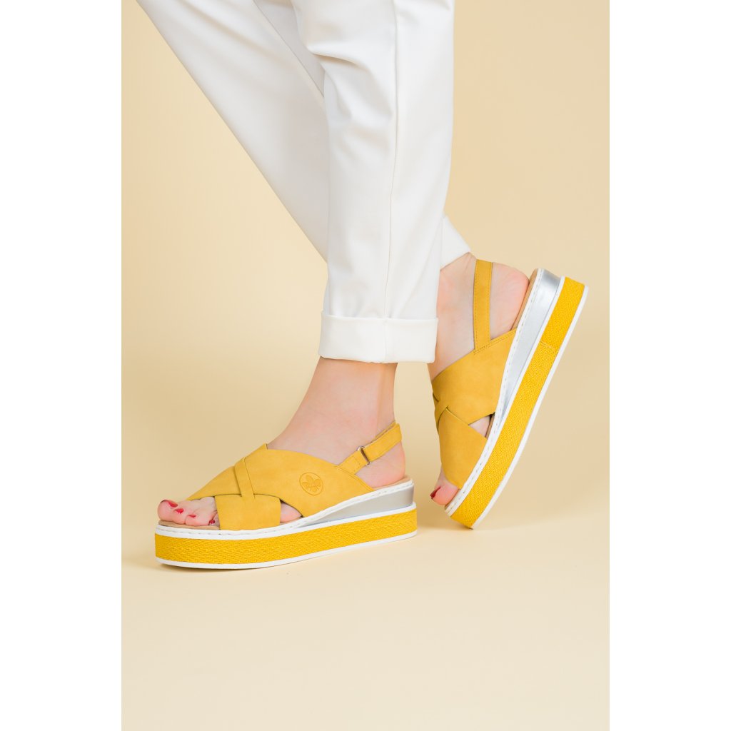 dámské žluté sandály rieker 1