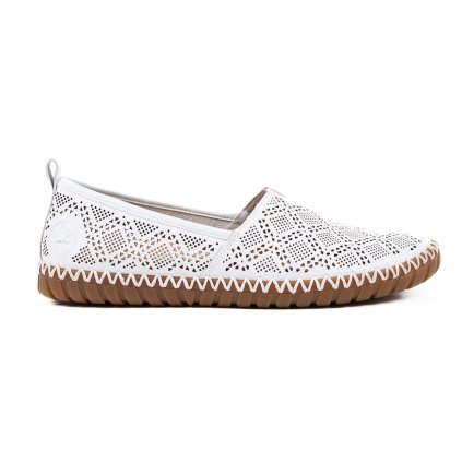 Dámské bílé perforované slip on polobotky Rieker M2851 80 3