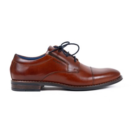 Pánské hnědé kožené široké elegantní polobotky Bugatti