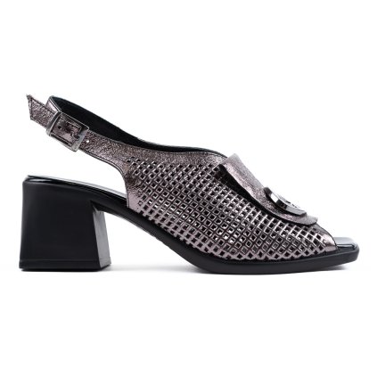 Dámské metalické sandály na podpatku