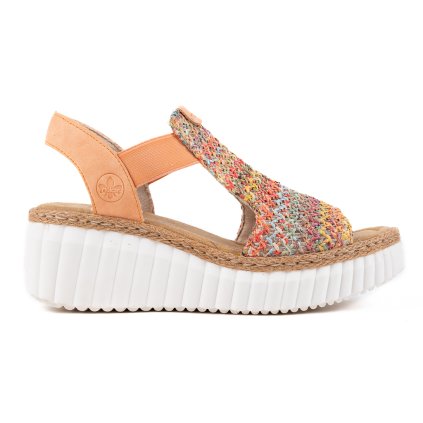 Dámské barevné sandály na klínku Rieker 69172 92