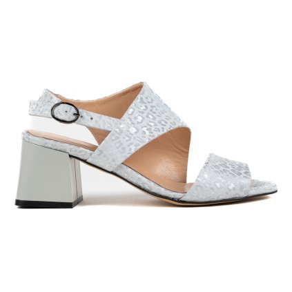 Dámské metalické elegantní sandály na podpatku