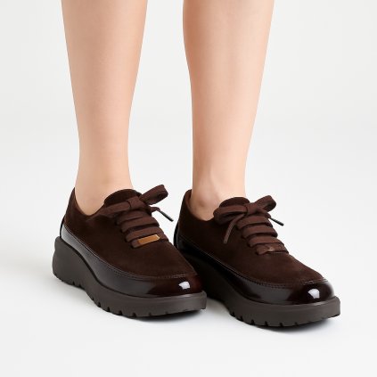 Dámské hnědé šněrovací polobotky 6