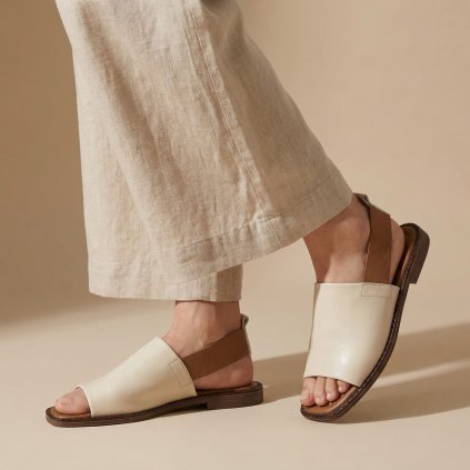 Dámské krémové kožené sandály Letizia