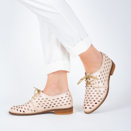 Dámské béžové perforované polobotky Letizia