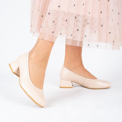 Dámské béžové lodičky z hladké kůže Letizia