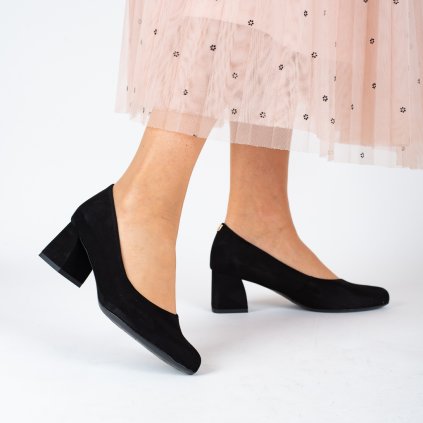 Dámské černé lodičky z broušené kůže Letizia