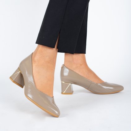 Dámské šedo béžové lodičky z lakované kůže Letizia 2