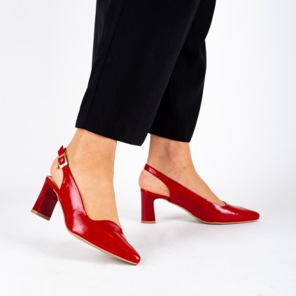 Dámské červené lodičky s otevřenou patou Letizia