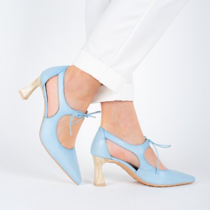 Dámské blankytně modré kžené elegantní otevřené lodičky Hispanitas