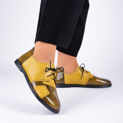 Dámské žluté kožené polobotky 2