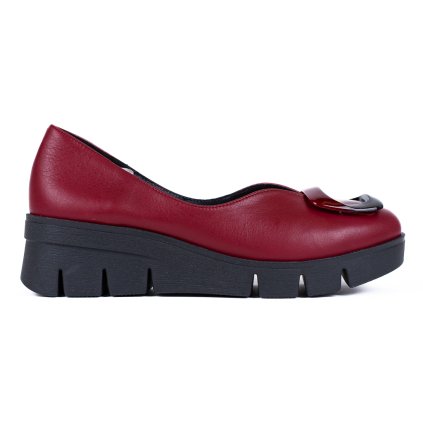 Dámské vínové baleríny na klínku s ozdobnou sponou