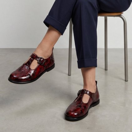 Dámské červené kožené polobotky s širokou špičkou Letizia 2