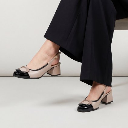 Dámské kožené lodičky s otevřenou patou a ozdobnou sponou Letizia