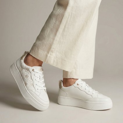 Dámské bílé tenisky Bugatti se zlatými detaily