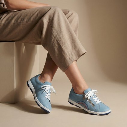 Dámské modré polobotky na širší nohu Rieker 42424-10