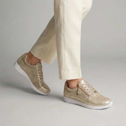 Dámské krémové tenisky Caprice s metalickým leskem