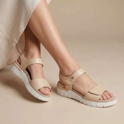 Dámské krémové sandály Caprice s vyjímatelnou stélkou