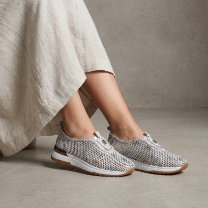 Dámské barevné kožené slip-on tenisky Letizia s perforací