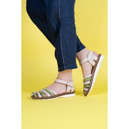 dámské kožené zelenohnědé sandály 1