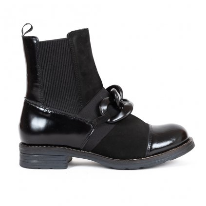 Dámské černé kotníčkové boty s ozdobou 1