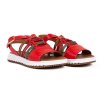 Dámské červené sandály s barevnými řemínky 2