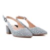 Dámské šedostříbrné perforované lodičky s otevřenou patou 2