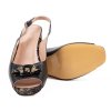 Dámské černé kožené sandály na zdobeném podpatku 4