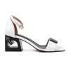 Dámské černobílé elegantní sandály z hladké kůže 3