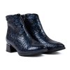 Dámské modré kotníkové boty z lakované kůže na podpatku 4