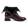 Dámské elegantní vínové polokozačky z lakované kůže 6